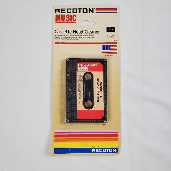 Vintage Recoton Cassette Head Cleaner 71TC Sealed NOS Non-Abrasive Tape Player U - Picture 1 of 2